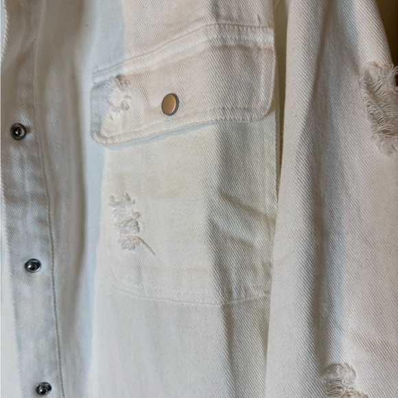 Heyday White Distressed Button-Up Jean Jacket | Oversized | NWOT - Picture 6 of 10